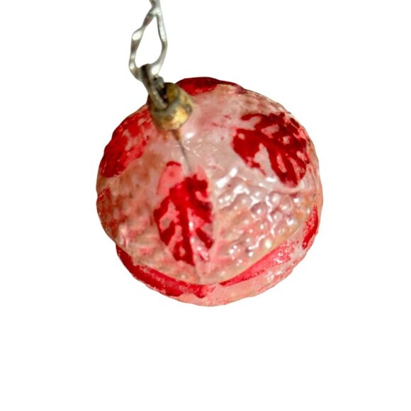 3 Antique Pink Glass Christmas Ornaments With Embossed & Etched Designs Rustic - Picture 6 of 16